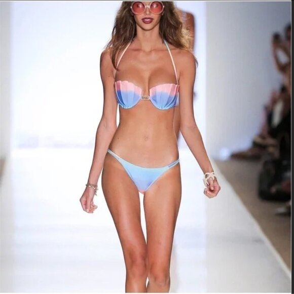 WILDFOX Mermaid Pastel Rainbow Tie-Dye Shell Bikini Underwire Top S (+bonus) - Picture 2 of 8